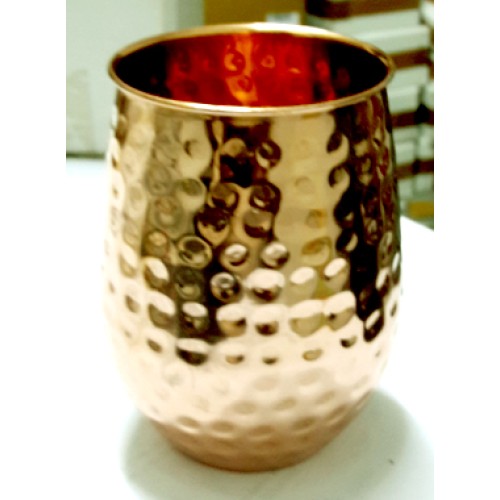 Handicraft Hammered Copper Goblet Glass Tumbler Serving Drinking Water, Yoga Ayurveda Healing Capacity 450 Ml