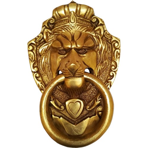 Brass Door Knocker: Antique Lion King De...
