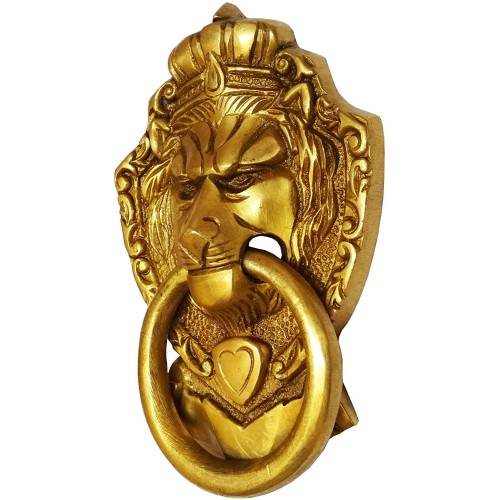 Brass Door Knocker: Antique Lion King Design Gate Handle