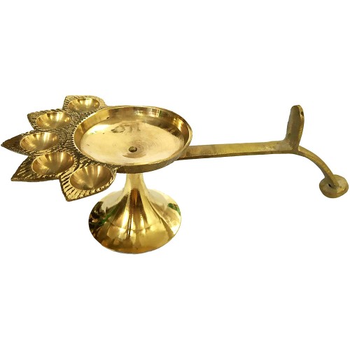 Brass Oil Lamp 5-Lights Deepam: Antique ...