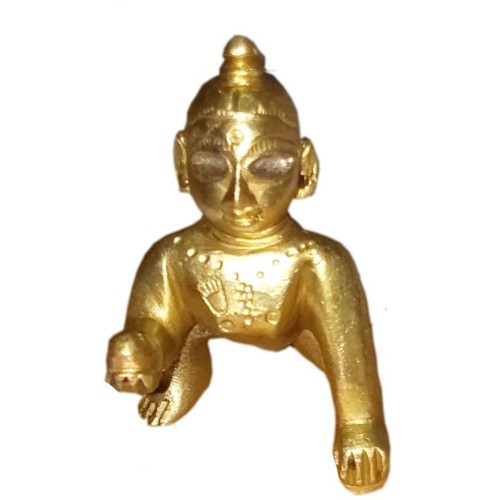 Mini Idol Krishna Laddoo Gopal: Brass St...