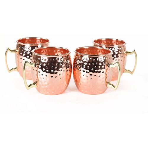 Hammered Copper Moscow Mule Mug with Bra...