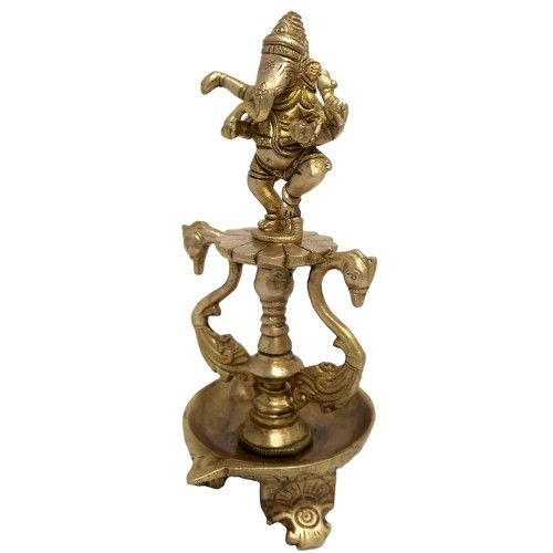 Loard Ganesha Dancing with Swan Hindu Decor Diya for Diwali and Home Temple Mandir Decorations 