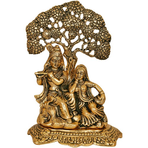 Radha Krishna Sitting Under Tree Idol Me...