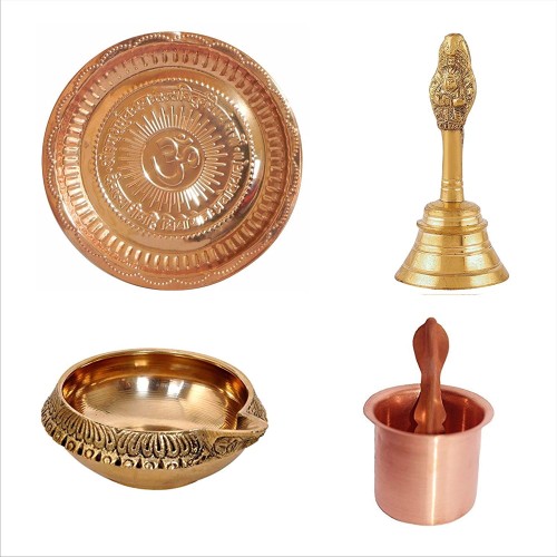 Combo Of Copper Puja Thali Garuda Ganti ...