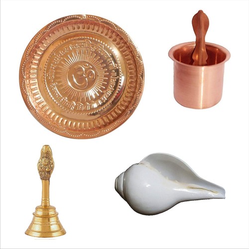 Combo of Copper Puja Thali Garuda Ganti ...