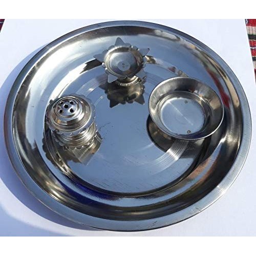 Steel Puja Thali for Festival Diwali and Gift Set.