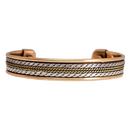 2" Width Copper Antique Designer Openable Cuff Kada Bracelet Bangle with Magnet