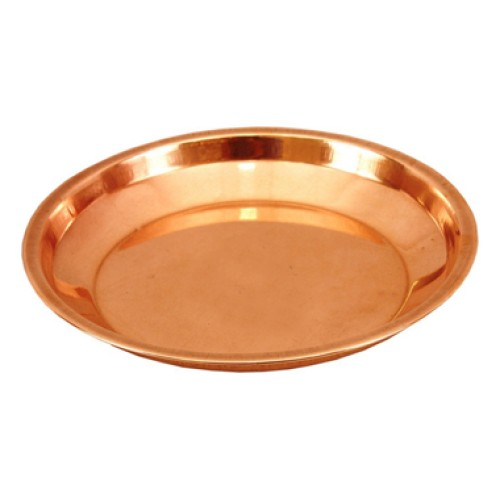8 Inch Copper Pooja Thali Plate Poojan Purpose Spiritual Gift Item