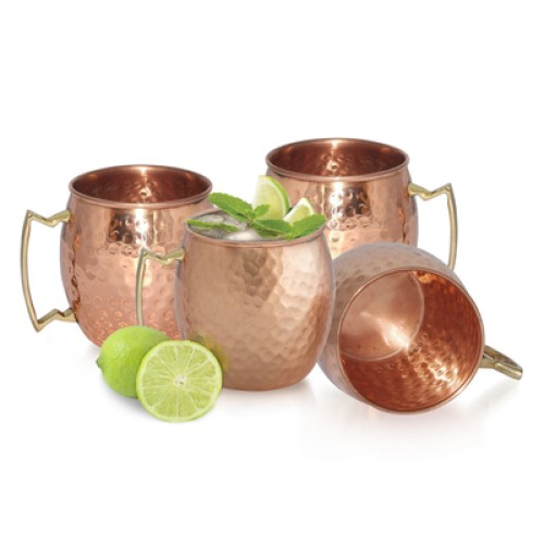 Copper Moscow Mule Beer Mugs Hand Hammered Cups Capacity 16 Ounce Pack of 4 Best for Parties Capacity Approx 500 Ml