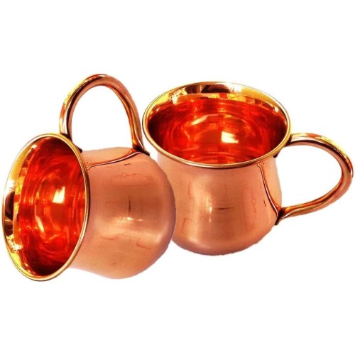  Old Fashion Copper Moscow Mule Mug with, Copper Moscow Mule Mugs/Cups, Capacity-14 Ounce-Pure Copper Set of 2