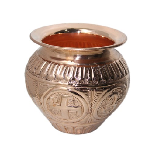 Hand Embossed Copper OM And Swastik Design Kalash Lota Pooja Lota Copper Lota Kalash Pot Poojan Purpose Drinkware Ayurveda Healing