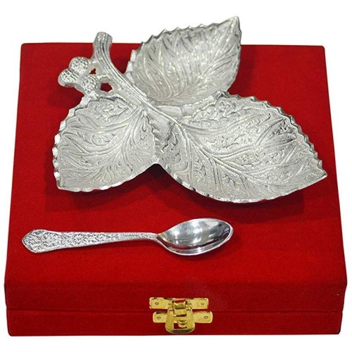 Brass Bowl Platter Tray with Spoon India...