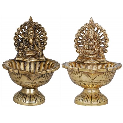 Lakshmi Ganesha Lamp Brass Statue