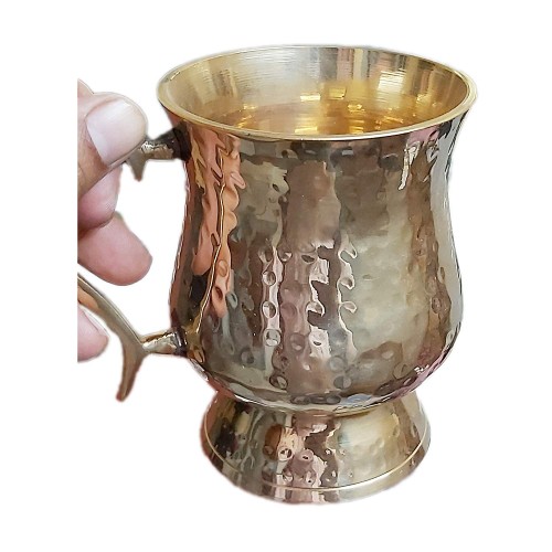 Pure Brass Beer Stein - No Lining - 18 oz – Ice Cold Beer, Moscow Mules Mugs Hammered Finished Heart Handle