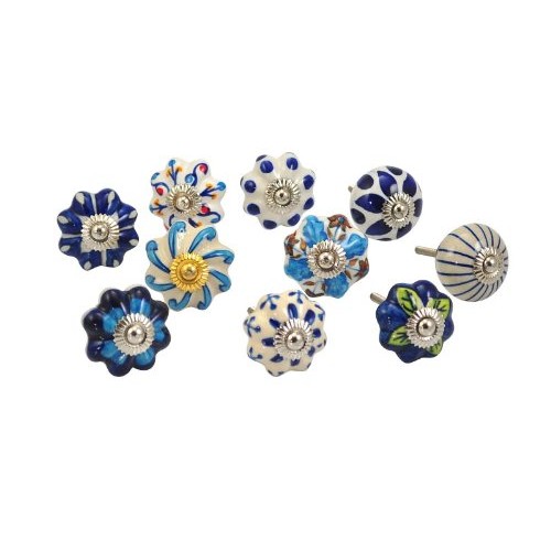 Set of 10 Blue and White Hand Painted Ce...
