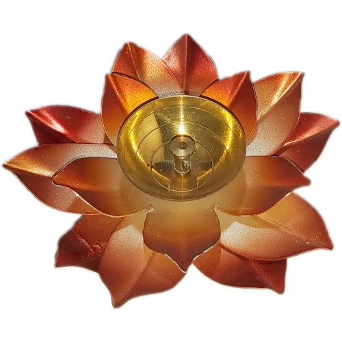 Brass Lotus Kuber Diya for Puja Home Décor Brass Diya Deepak Oil Lamp Small Lotus Kamal Shape for Home Temple Puja Articles Decor Gifts Giting MAHROON