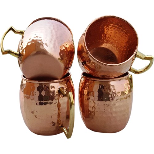 Set of 4 Handmade Solid Copper Mug Hamme...