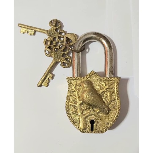 Decors Bird Design Decoration Lock Handcrafted brass lock with beautifully engraved.