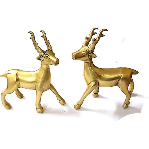 Vastu/feng Shui Pair of Brass Deer Statu...
