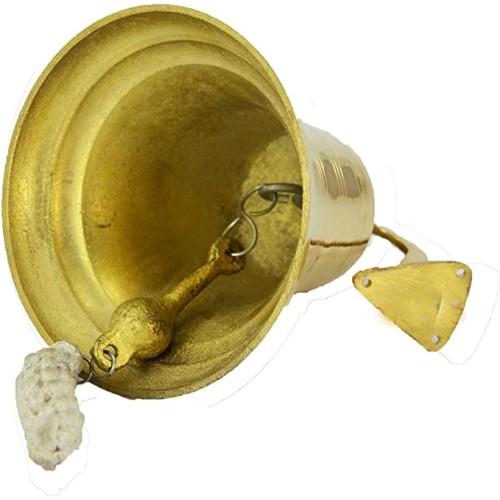 Solid Brass Ships Bell Wall Mountable - Clear Ring for Indoor and Outdoor Use Solid Brass Heavy Bracket Ship Bell Size 5 Inch